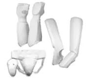 White Sparring Gear Set Shin & Instep Fist & Forearm Pad Groin Guard TKD Karate