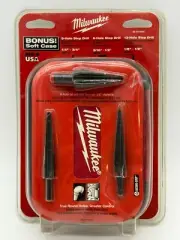 Milwaukee 48 89 8990 Step Drill Bit Set Metric Black Oxide Pack of Three W/ CASE