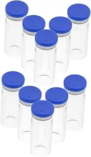HAPINARY 10pcs Clear Glass Vials Refillable Lab Vials with Caps for Essential Oils Powder Storage and Sample Dispensing Precision Control Versatile Use Laboratories and Travel