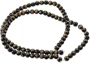 Uniquer 2 Strand 8MM Gold Flying Dragon Black Agate Beads Round Agate Beads Spacer Beads for Jewelry Making Bracelets About 96Pcs