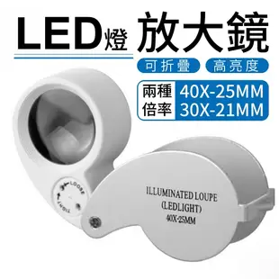 LED燈 放大鏡 珠寶鏡 顯微鏡 折疊 攜帶型 珠寶 玉石 鑑定 40倍/30倍 可選