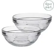 6x Lys Glass Nesting Mixing Bowls Tempered Glass Cooking Mixing Bowls 9cm
