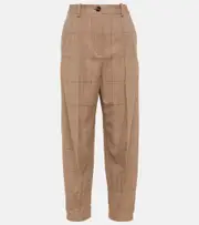 [Loro Piana] Loro Piana Aniston high-rise tapered cashmere pants AU 12 brown