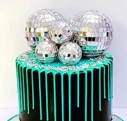JeVenis Disco Ball Cake Decoration for 70's Saturday Night Fever Party - Dance Birthday Party Supplies and Toppers