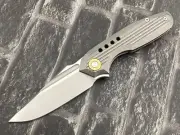TwoSun Folding Knife M390 Blade Titanium Handle Camping Knife TS194-M390-Satin
