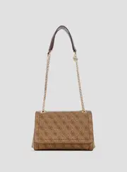 GUESS Brown Logo Noelle Convertible Crossbody Flap Bag