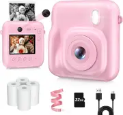 Kids Instant Print Camera, Dual-Lens 48MP Digital Camera for Christmas and Birth