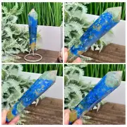 Chrysocolla Malachite Tower with Stand Healing Crystal Generator 154g
