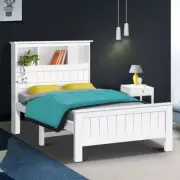 Bed Frame King Single Wooden White Bedroom Furniture with Headboard Storage