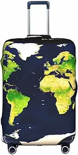 [HTTUP] World Map Print Practical Elastic Washable Travel Luggage Cover with Concealed Zipper for Suitcases, White, Small