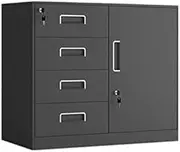 Mobile File Cabinet with Lock for Office and Living Room Storage Low Cabinet with Drawers for Financial Data and Small Items Secure File Storage Solution