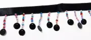 Beaded Fringes MultiColor Ombre Glass Seed Beads Black Round Sequin Paillettes