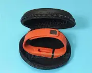 1 Small TANGERINE BAND for FITBIT FLEX with Black Elegant Hard Leathery CASE