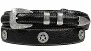 Silver Engraved Ranger Star Concho Genuine Leather Western Ranger Belt (Black...