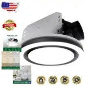 Stylish Ceiling-Mount Exhaust Fan with Dimmable LED & Night Light - Black Finish