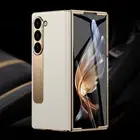 Leather Case for Samsung Galaxy Z Fold 6 5 4 3 Fold6 Fold5 Gold Plating Magnetic