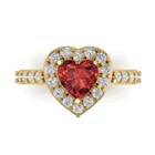 2.03Ct Heart Cut Natural Garnet Gold Halo Engagement Promise Statement Ring
