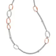 Sterling Silver Rh/Rose-Plat Scratch-Finish 2-Chain Necklace