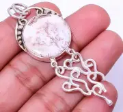 Rosetta Jasper Gemstone 925 Sterling Silver Handmade Jewelry Pendant 2.34" A323