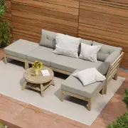 Livsip 6-Piece Outdoor Sofa Set 3-Seater Lounge Setting Garden Table Chairs