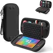 Tragetasche für die Nintendo Switch 2 (2025) Konsole, Harte Tasche Hülle Case mit vollem Schutz und Aufbewahrung für 10 Spielkarten (Schwarz)