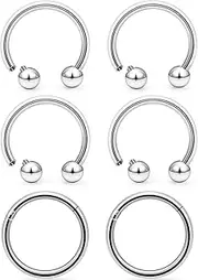 [Uzgtvy] 16g Septum Rings Internally Threaded Surgical Steel Septum Jewelry Lip Rings Hoop Labret Jewelry Horseshoe Daith Roook Earrings Piercing Jewelry for Women Men 8mm 10mm