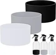 Honeydak 3 Pieces Silicone Sleeve Bottom Base Accessories for 16 oz Spray Bottles Anti Slip Cosmetic Spray Bottom Cover Washable Rubber Bottom Base for 12 to 24 oz Water Bottles (Grey, Black, White)
