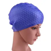 Silicone Swimming Cap Ear Protection Sport Swim Cap for Men Women (Dark Blue) AU