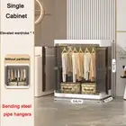 Folding Wardrobe Storage Cabinet Installation Free Movable Transparent Kids Clot