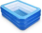 Kiddie Pools, Inflatable Swimming Pool with Soft Floor, Durable 58 inches Swim Play Kids Pool for Garden or Backyard or Indoor (58 Blue)