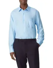 [Van Heusen] Classic Long Sleeve 1 Col Plain Dobby Shirt in Sky