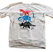 Jumping Beans Boys Sweatshirt Dinosaurs Softest Fleece Gray Pullover Size 12 New