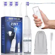 UNINGOPI Portable Water flosser with Electric Toothbrush, 2 in 1 (White)