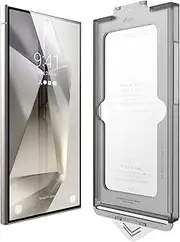 [elago] Tempered Glass+ Screen Protector Compatible with Samsung Galaxy S24 Ultra, 9H Surface Hardness, Anti-Fingerprint, Shatter-Proof, Curved Full Coverage, Scratch Protection, Crystal Clear Clarity