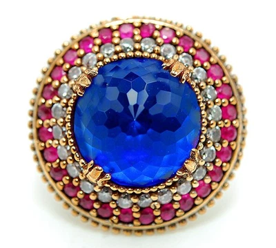 Ottoman Empire Style 10CT Treated Sapphire 925 Sterling Silver Ring Sz 7 BT6-3