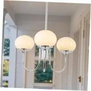Modern Sputnik Chandelier 3 Light Glass Globes Silver 3-Light Chrome+White