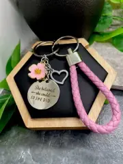 5" Leather Keychain & She Believed She Could So She Did Charm Free Ship A4807