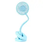 Clip on Mini Fan Portable USB Rechargeable Desk Fan Cooling Fan-Blue