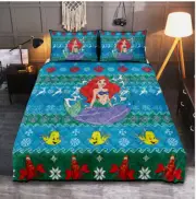 The Little Mermaid Ariel Princess Sebastian And Flounder 3D Quilt Bedding Set