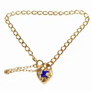 Triple Gold Plated Sterling Silver Baby Bracelet with Blue Bird & Padlock