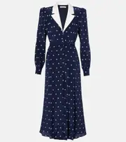 [Alessandra Rich] Alessandra Rich Polka-dot silk satin shirt dress AU 8 blue