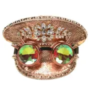 Rose Gold Steampunk Captain Hat with Goggles for Burning Man Costume