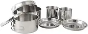 zolyet 8pcs Pan Set Stainl Steel Stacking Pots Hiking Pot Camping Cookware Non-Stick Picnic Cooking Bowl Pot Kit Silver