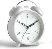 Twin Bell Loud Alarm Analog Alarm Clock,4" Silent Non Ticking Small Clock- Light