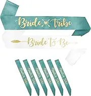 Bachelorettesy Bride Tribe Bridesmaids Sashes - 8 Pack Mint Bachelorette Party Sashes Bridal Shower