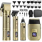 Hair Clippers for Men Professional,Beard Trimmer Hair Trimmer Kit,Cordless Clippers and Trimmers Set,Electric Razor Shavers for Men,Nose Trimmer Mens Grooming Kit for Barber,LED Display