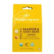 Wedderspoon Organic Manuka Honey Drops with Bee Propolis Lemon 4 Ounce Pack of 6