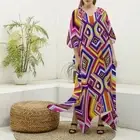Pink Mod Kaftan Maxi Dress Psychedelic Caftan Goddess Striped Mid Century Modern
