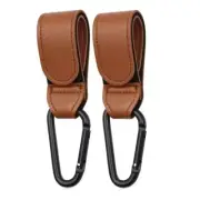 2Pcs Leather Cart Hooks Baby Stroller Hook PU Adjustable Pram Hook Organizer Dia