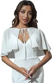 Unicra Braut Chiffon Kleid Umhang Hochzeit Bolero Jacke Zubehör Spitze Braut Crop Top Umhang für Frauen und Brautjungfer